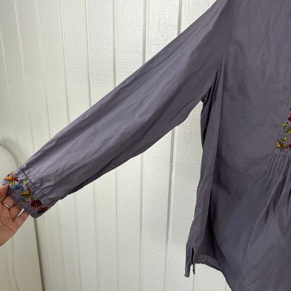 Women Long Sleeve Blouse Top Purple Fairy Boho Hippie Embroidery Size Medium - Picture 2 of 6